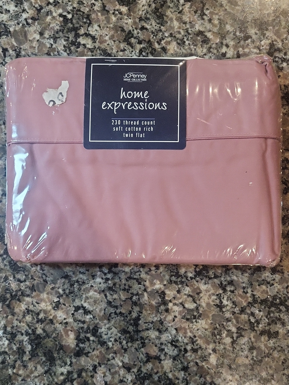 jcpenny home expression 230 thread count new sealed twin flat "antique rose" col